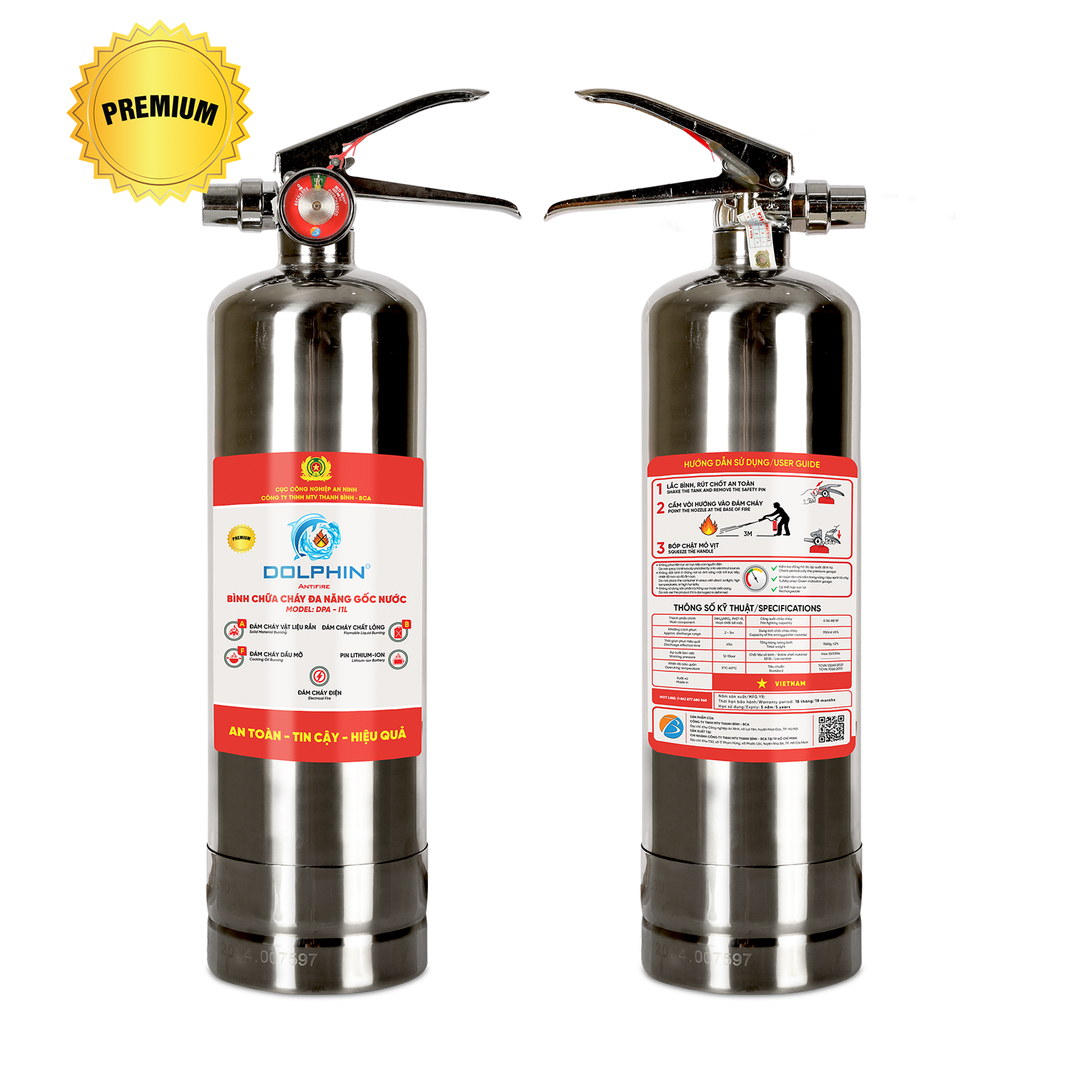 Bình chữa cháy đa năng gốc nước Dolphin - I1L Premium