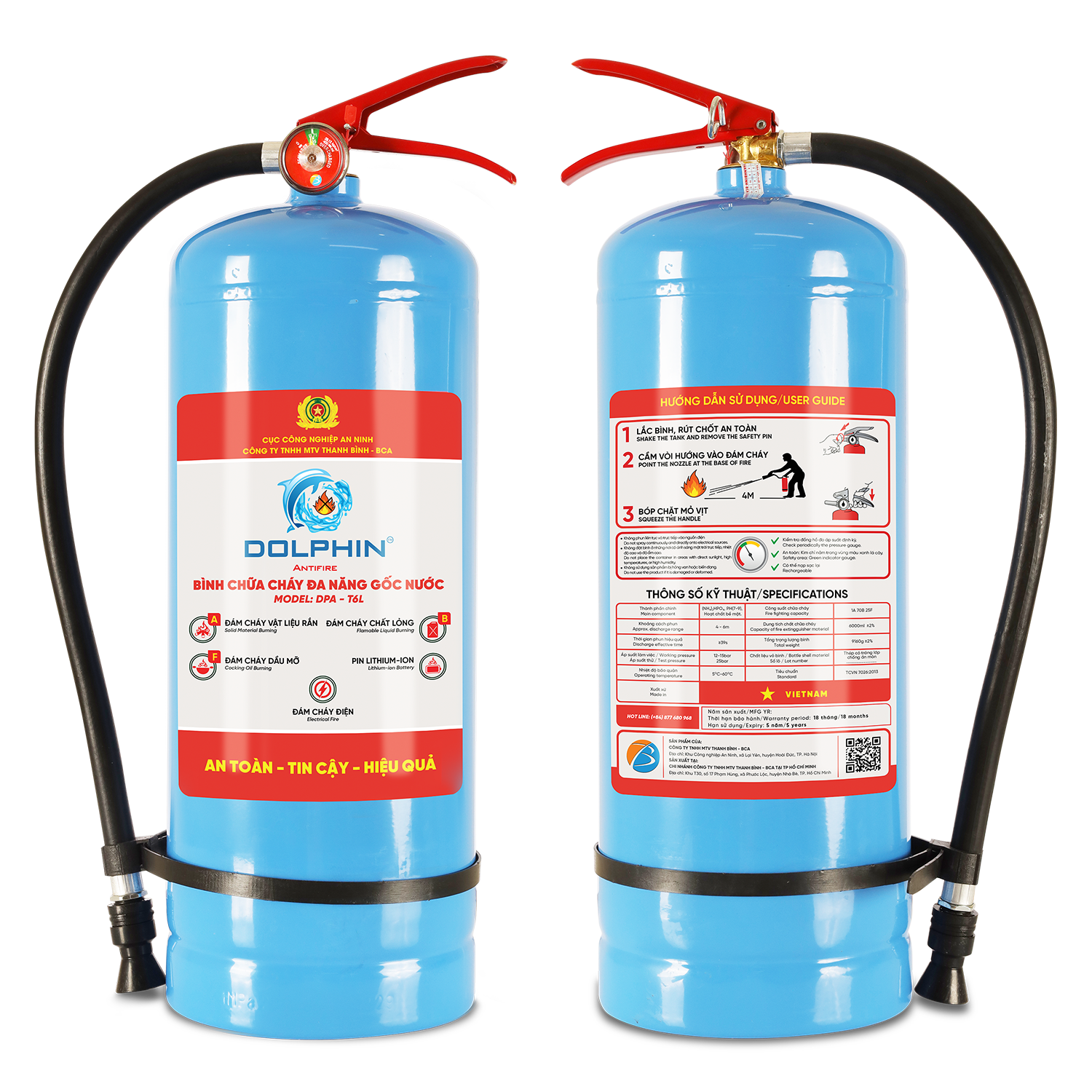 Bình chữa cháy đa năng gốc nước Dolphin - T6L