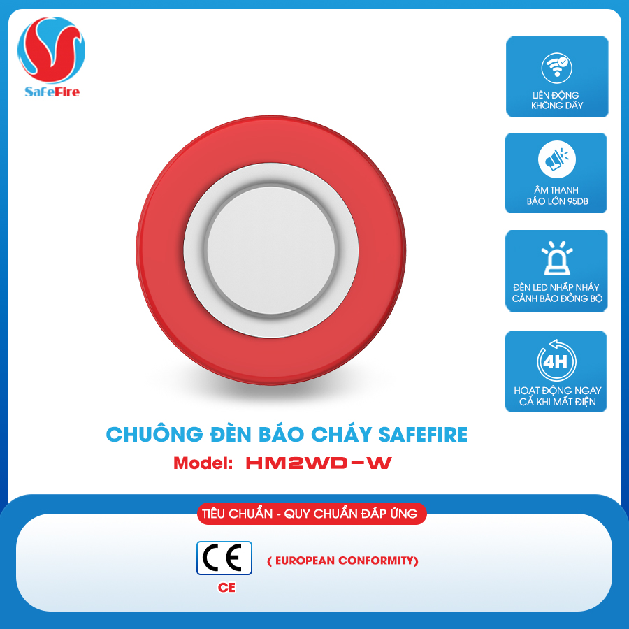Chuông đèn báo cháy SafeFire HM2WD-W