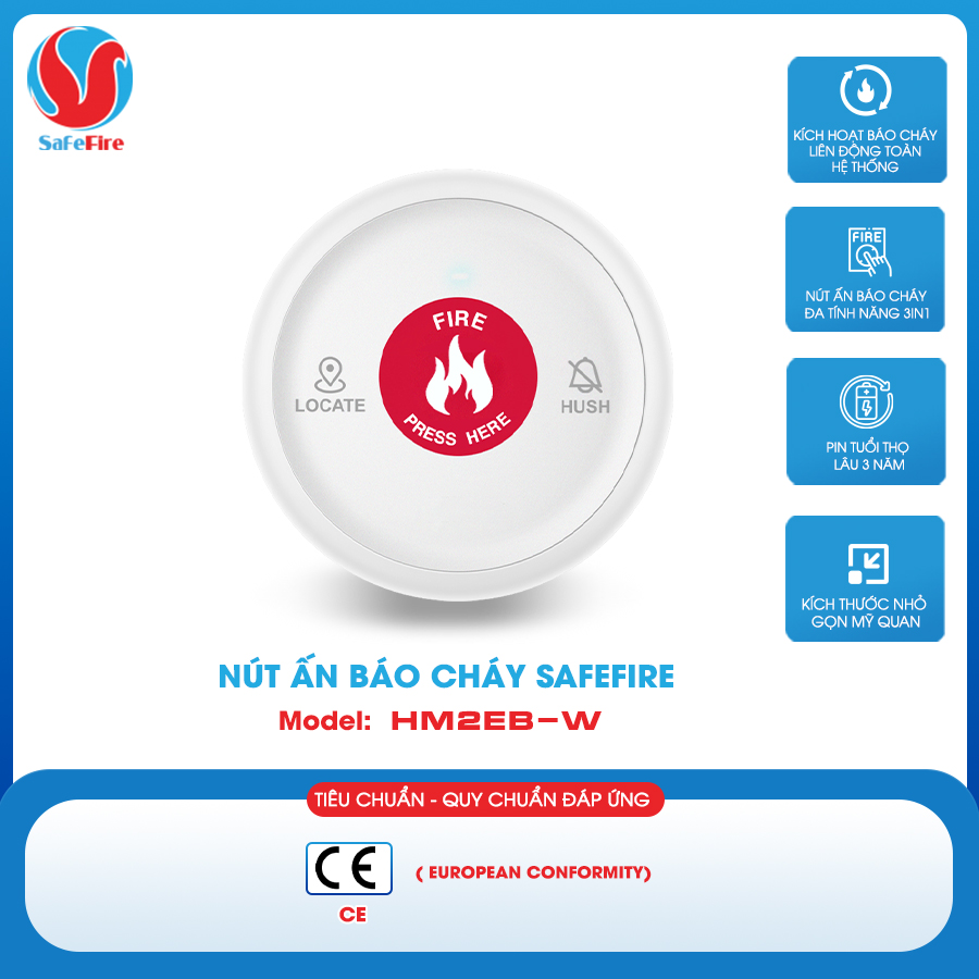 Nút Ấn Báo Cháy SafeFire HM2EB-W